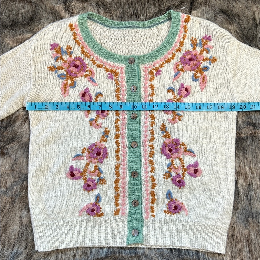 Sundance Wool Embroidered Floral Avie Cardigan Women’s Small - Picture 5 of 9